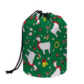 Christmas Llama Pattern Print Drawstring Makeup Bag