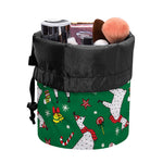 Christmas Llama Pattern Print Drawstring Makeup Bag