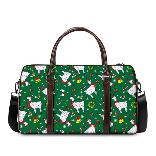 Christmas Llama Pattern Print Duffle Bag