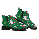 Christmas Llama Pattern Print Flat Ankle Boots