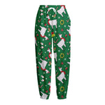 Christmas Llama Pattern Print Fleece Lined Knit Pants