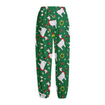 Christmas Llama Pattern Print Fleece Lined Knit Pants