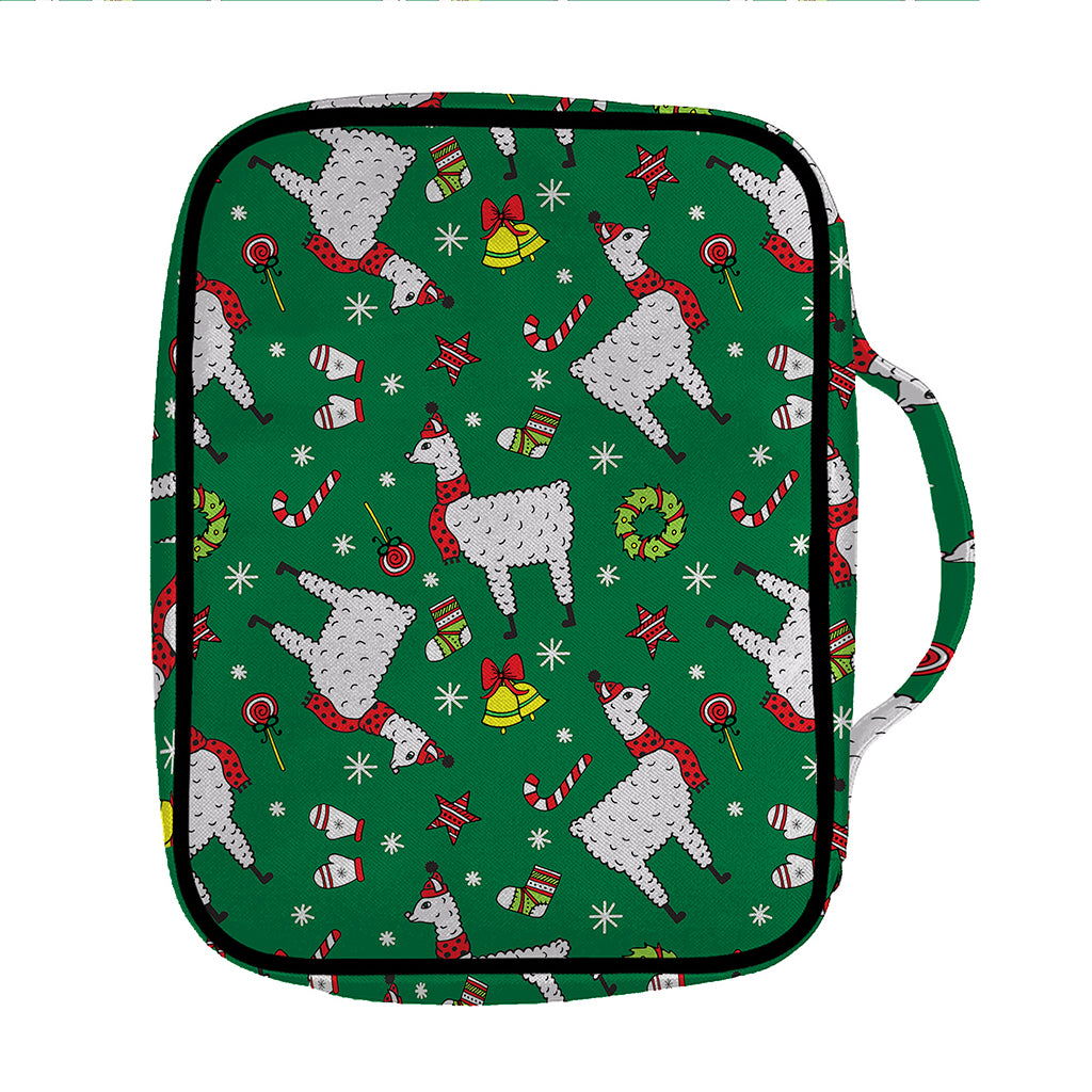 Christmas Llama Pattern Print Front Pocket Bible Bag