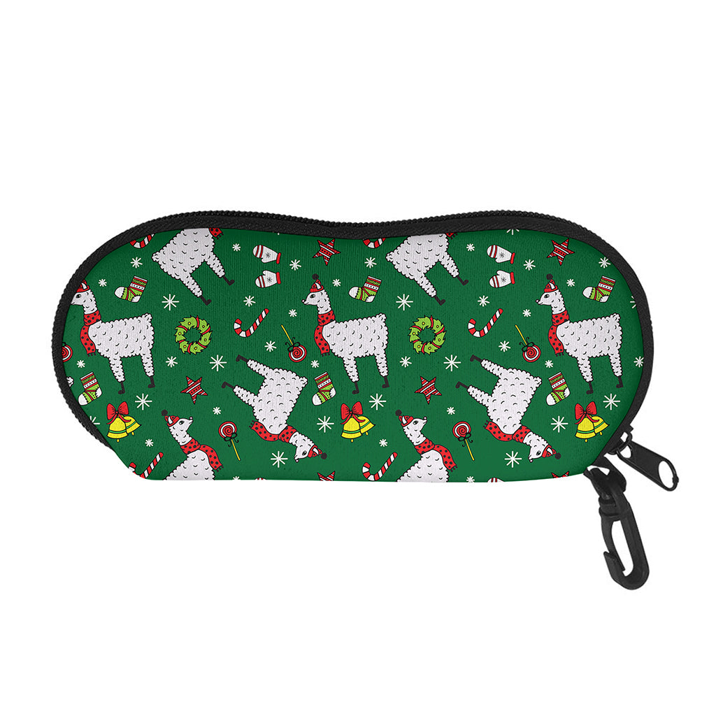 Christmas Llama Pattern Print Glasses Case