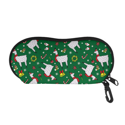 Christmas Llama Pattern Print Glasses Case