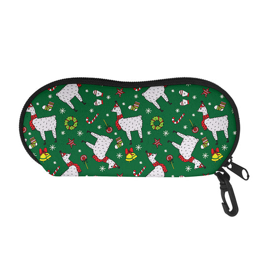 Christmas Llama Pattern Print Glasses Case