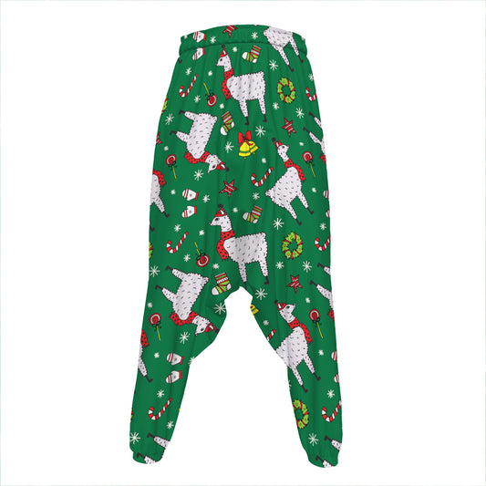 Christmas Llama Pattern Print Hammer Pants