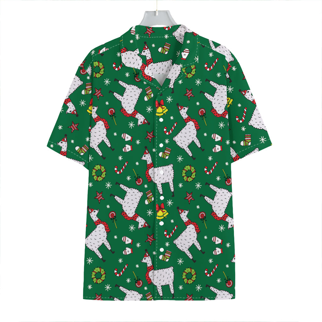 Christmas Llama Pattern Print Hawaiian Shirt