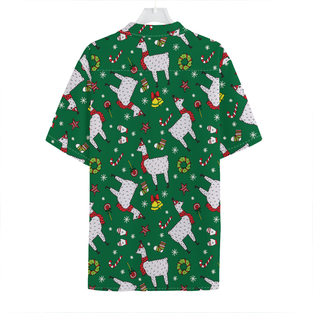 Christmas Llama Pattern Print Hawaiian Shirt