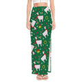 Christmas Llama Pattern Print High Slit Maxi Skirt