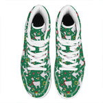 Christmas Llama Pattern Print High Top Leather Sneakers