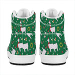 Christmas Llama Pattern Print High Top Leather Sneakers