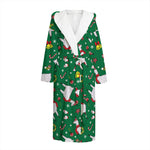 Christmas Llama Pattern Print Hooded Bathrobe