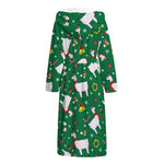 Christmas Llama Pattern Print Hooded Bathrobe