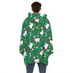 Christmas Llama Pattern Print Hoodie Blanket