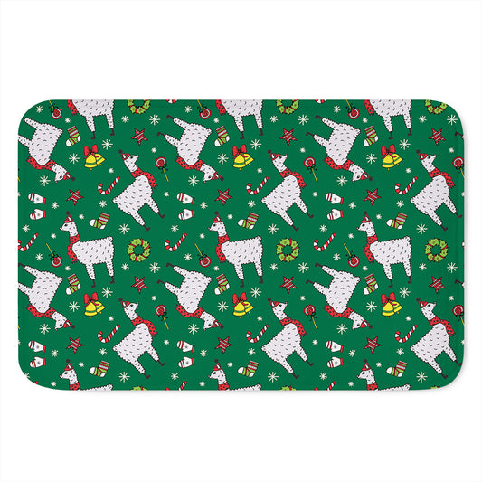 Christmas Llama Pattern Print Indoor Door Mat