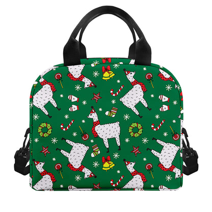Christmas Llama Pattern Print Insulated Lunch Bag