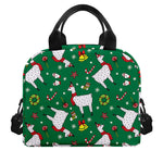 Christmas Llama Pattern Print Insulated Lunch Bag