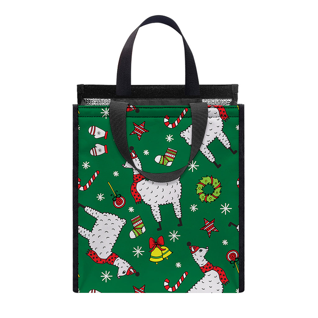 Christmas Llama Pattern Print Insulated Lunch Tote