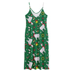 Christmas Llama Pattern Print Jersey Midi Cami Dress