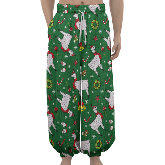 Christmas Llama Pattern Print Lantern Pants