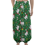 Christmas Llama Pattern Print Lantern Pants
