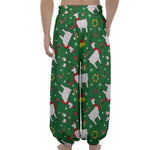 Christmas Llama Pattern Print Lantern Pants