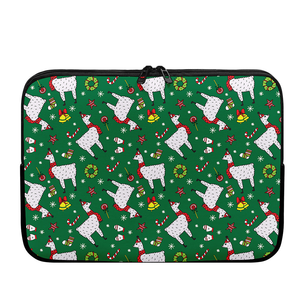 Christmas Llama Pattern Print Laptop Sleeve