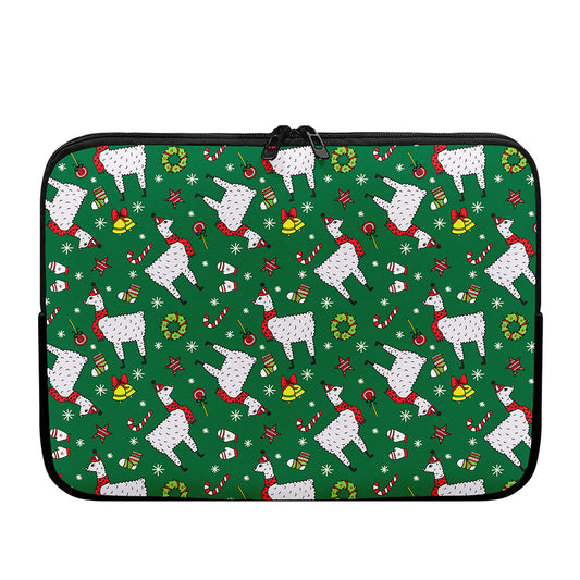 Christmas Llama Pattern Print Laptop Sleeve