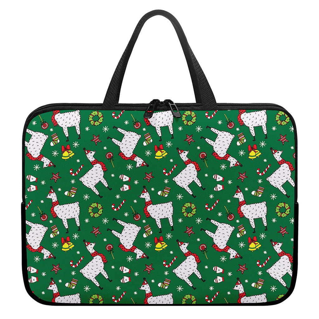 Christmas Llama Pattern Print Laptop Sleeve With Handle