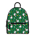 Christmas Llama Pattern Print Leather Backpack