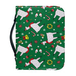 Christmas Llama Pattern Print Leather Bible Cover