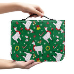 Christmas Llama Pattern Print Leather Bible Cover