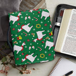 Christmas Llama Pattern Print Leather Bible Cover
