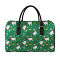 Christmas Llama Pattern Print Leather Duffel Bag