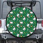 Christmas Llama Pattern Print Leather Spare Tire Cover