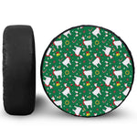 Christmas Llama Pattern Print Leather Spare Tire Cover