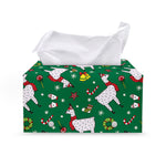 Christmas Llama Pattern Print Leather Tissue Box Cover