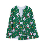 Christmas Llama Pattern Print Long Sleeve Short Coat