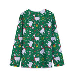 Christmas Llama Pattern Print Long Sleeve Short Coat
