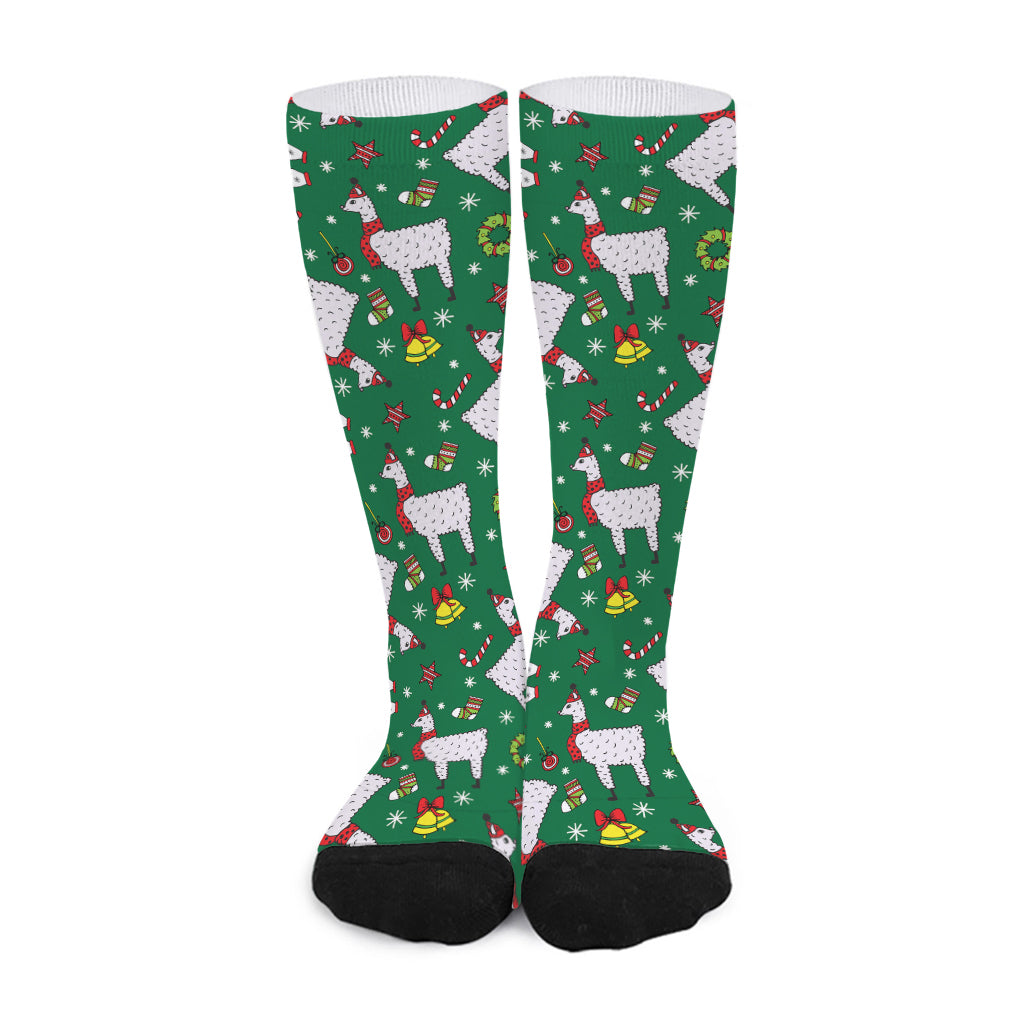 Christmas Llama Pattern Print Long Socks