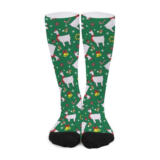 Christmas Llama Pattern Print Long Socks