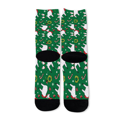 Christmas Llama Pattern Print Long Socks