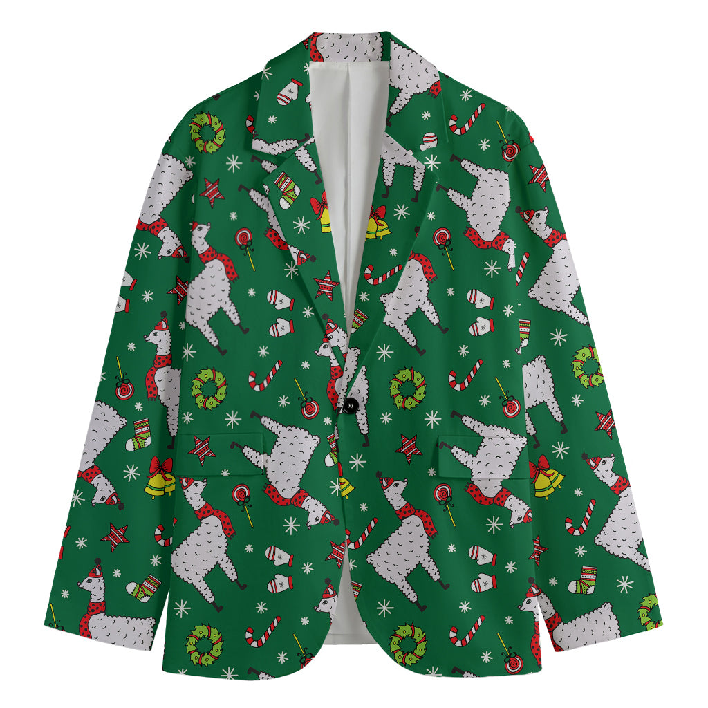Christmas Llama Pattern Print Men's Blazer
