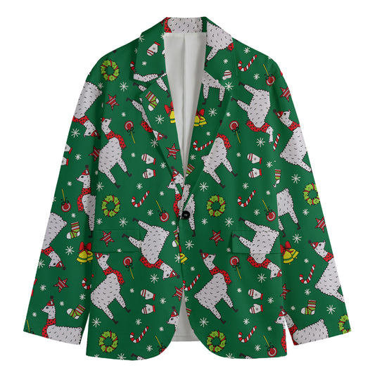 Christmas Llama Pattern Print Men's Blazer
