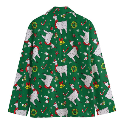Christmas Llama Pattern Print Men's Blazer