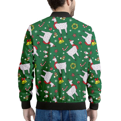 Christmas Llama Pattern Print Men's Bomber Jacket