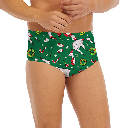 Christmas Llama Pattern Print Men's Briefs