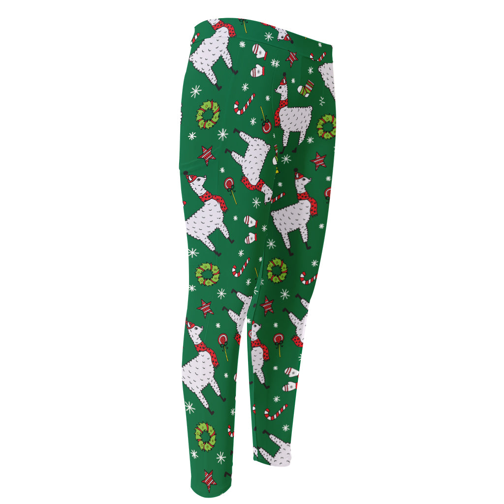 Christmas Llama Pattern Print Men's Compression Pants