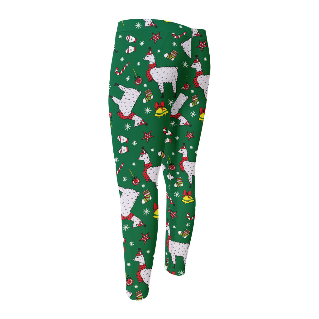 Christmas Llama Pattern Print Men's Compression Pants